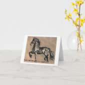Friesian Horse Note Card Kaart (Gele Bloem)
