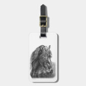 Friesian Horse Portrait Wavy Mane Bagagelabel (Voorkant verticaal)