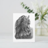 Friesian Horse Portrait Wavy Mane Briefkaart (Staand voorkant)
