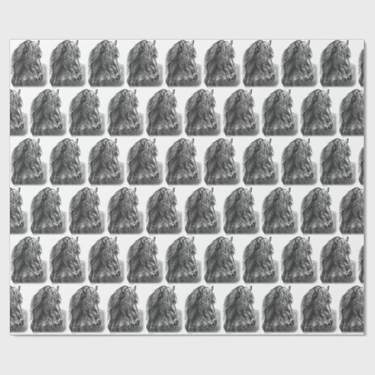 Friesian Horse Portrait Wavy Mane Cadeaupapier (Vlak)