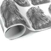 Friesian Horse Portrait Wavy Mane Cadeaupapier (Rol Hoek)