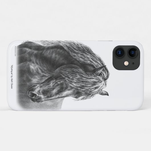 Friesian Horse Portrait Wavy Mane Case-Mate iPhone Case (Achterkant (horizontaal))