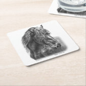 Friesian Horse Portrait Wavy Mane Kartonnen Onderzetters (Schuin)