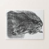 Friesian Horse Portrait Wavy Mane Legpuzzel (Horizontaal)