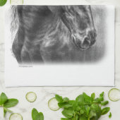 Friesian Horse Portrait Wavy Mane Theedoek (Gevouwen)