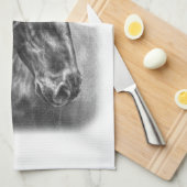 Friesian Horse Portrait Wavy Mane Theedoek (Quarter Fold)