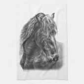 Friesian Horse Portrait Wavy Mane Theedoek (Verticaal)