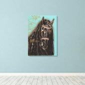 Friesian Horse - Wrapped Canvas Afdruk (Insitu (Houten vloer))