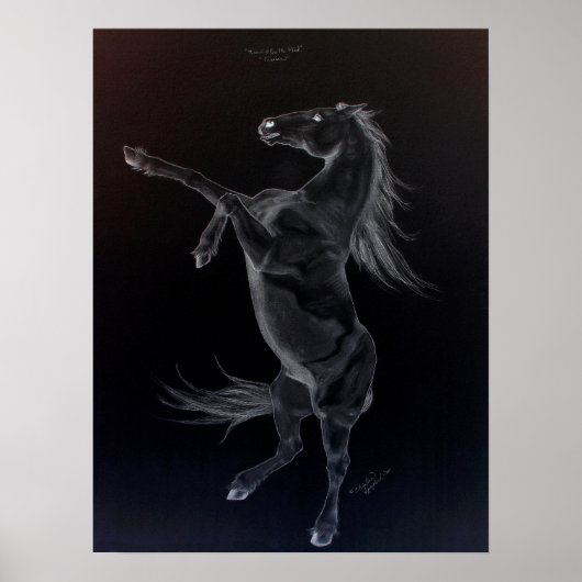 Friesian Rearing Black & White Poster (Voorkant)