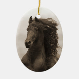 Friesian Runs Horse Holiday Ornament