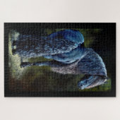 Friesian stallion horse in spotlight, schilderij j legpuzzel (Horizontaal)