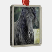 Friesian Stallion Metalen Ornament (Rechts)