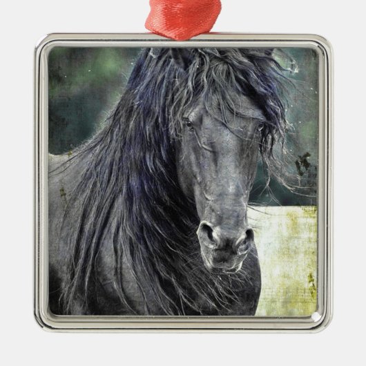 Friesian Stallion Metalen Ornament (Voorkant)