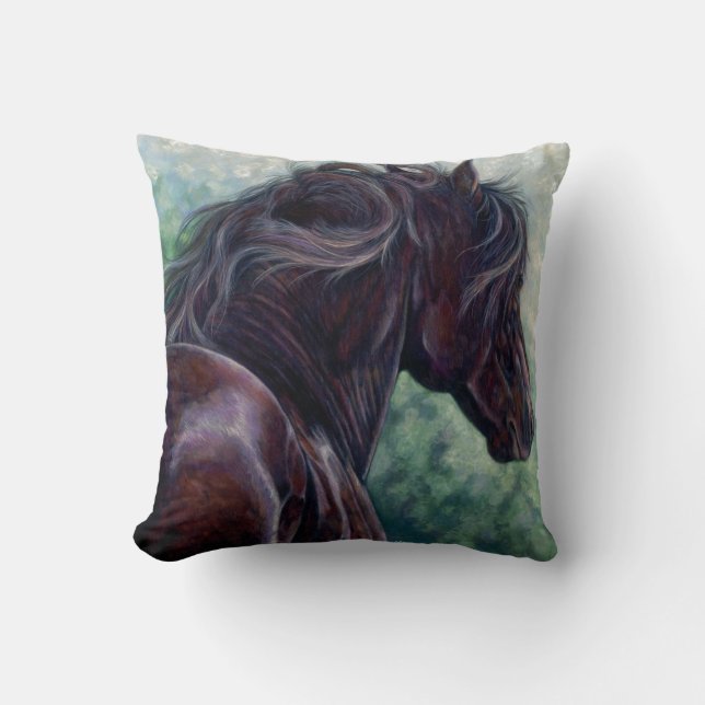 Friesian Stallion Pillow Kussen (Voorkant)