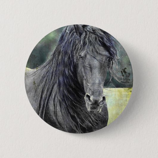 Friesian Stallion Ronde Button 5,7 Cm (Voorkant)