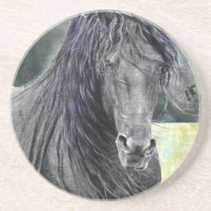 Friesian Stallion Zandsteen Onderzetter