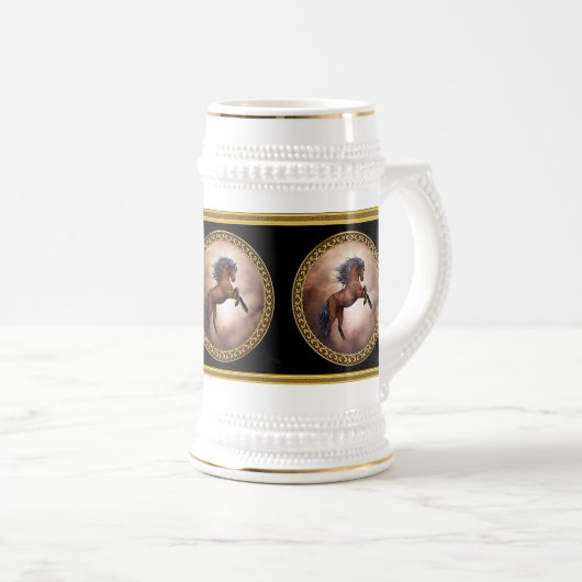 Friesisch bruin paard dat zich voortplant met slec bierpul (Voorkant rechts)