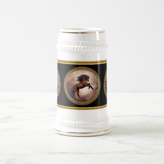 Friesisch bruin paard dat zich voortplant met slec bierpul (Center)