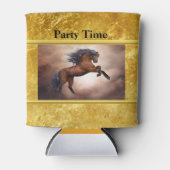 Friesisch bruin paard dat zich voortplant met slec blikjeskoeler (Voorkant)