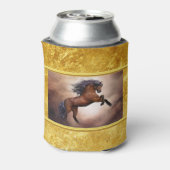 Friesisch bruin paard dat zich voortplant met slec blikjeskoeler (Blikje Achterkant)