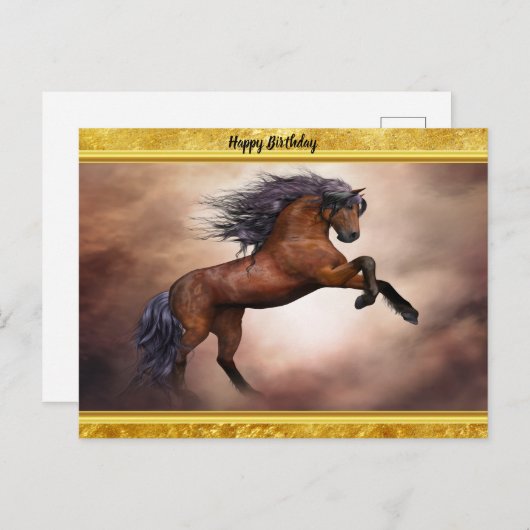 Friesisch bruin paard dat zich voortplant met slec briefkaart (Voorkant / Achterkant)