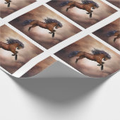 Friesisch bruin paard dat zich voortplant met slec cadeaupapier (Hoek)