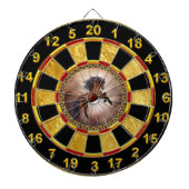 Friesisch bruin paard dat zich voortplant met slec dartbord (Voorkant)