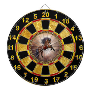 Friesisch bruin paard dat zich voortplant met slec dartbord