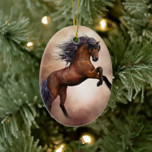Friesisch bruin paard dat zich voortplant met slec keramisch ornament
