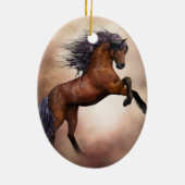 Friesisch bruin paard dat zich voortplant met slec keramisch ornament (Achterkant)