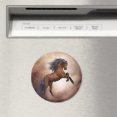 Friesisch bruin paard dat zich voortplant met slec magneet (Insitu (Vaatwasser))