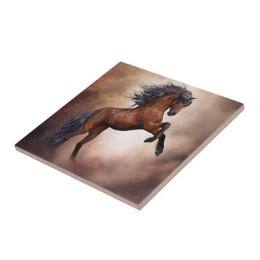 Friesisch bruin paard dat zich voortplant met slec tegeltje (Zijkant)