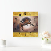 Friesisch bruin paard dat zich voortplant met slec vierkante klok (Huis)