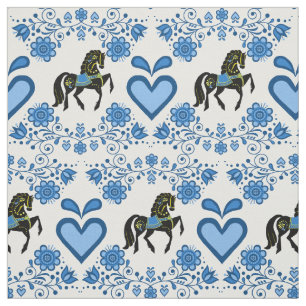 Friesisch/Frisiaans Folkpaardenblauw/goud/zwart 4" Stof
