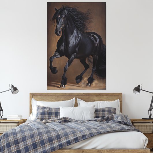 Friesisch paard - Olieverf Canvas Afdruk (Insitu (Slaapkamer))