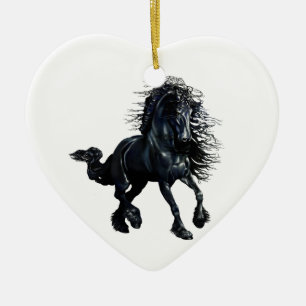 Friesisch paard, schoonheid van de zwarte steel keramisch ornament