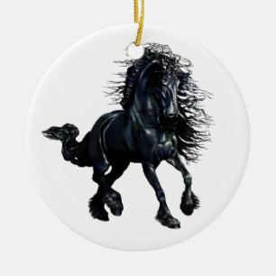 Friesisch paard, schoonheid van de zwarte steel keramisch ornament