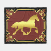 Friesisch paard, silhouet/goud/zwart/rood fleece deken (Voorkant (Horizontaal))