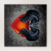 Friesisch paard/zwarte Frisiaanse hengst/hart/zilv Legpuzzel (Horizontaal)