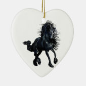 Friesisch paard, zwarte hengst schoonheid keramisch ornament (Rechts)
