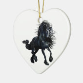 Friesisch paard, zwarte hengst schoonheid keramisch ornament (Links)