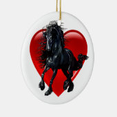 Friesisch paard, zwarte hengst, zwart schoonheidsh keramisch ornament (Rechts)