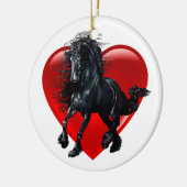 Friesisch paard, zwarte hengst, zwart schoonheidsh keramisch ornament (Links)