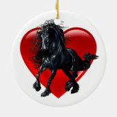 Friesisch paard, zwarte hengst, zwart schoonheidsh keramisch ornament (Achterkant)