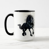 Friesisch paard, zwarte hengst, zwarte schoonheid mok (Links)