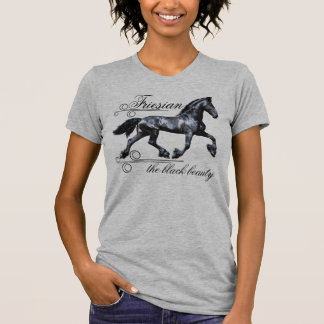 Friesisch paard, zwarte schoonheid, hengst, zilver t-shirt