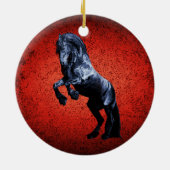 Friesisch paard, zwarte schoonheidshengst, gekarto keramisch ornament (Achterkant)