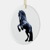 Friesisch paard, zwarte schoonheidshengst, gekarto keramisch ornament (Rechts)