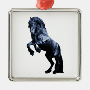Friesisch paard, zwarte schoonheidshengst, gekarto metalen ornament