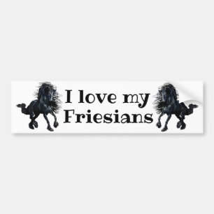 Friesisch, zwarte hengst, ik hou van mijn vrienden bumpersticker